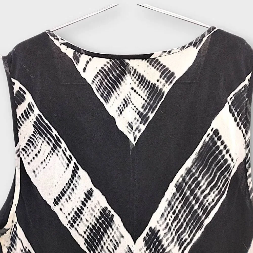 Jones NY Womens Dress Sz 10 Silk Black White Stripes Sleeveless Dressy Classicor